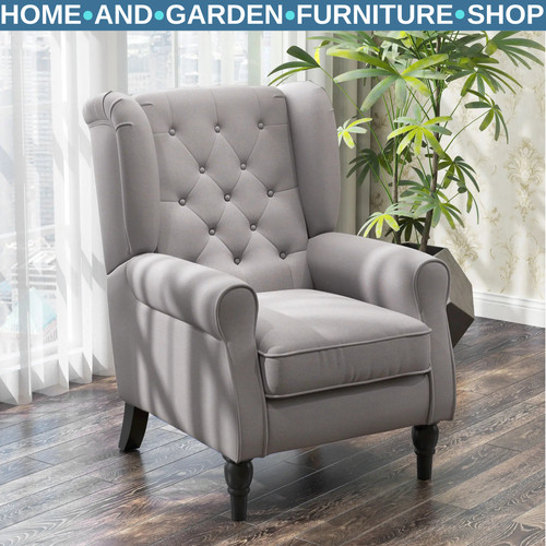Vintage grey wingback armchair - wingback,