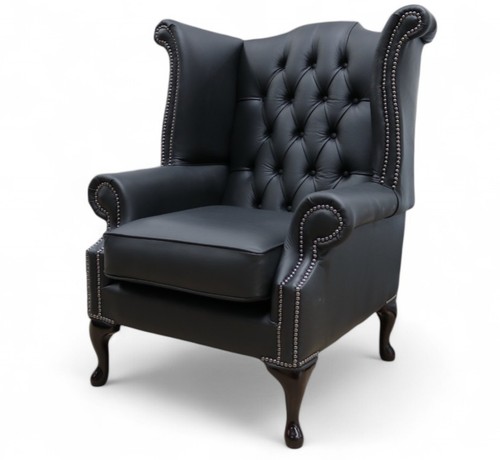 Armchair black italian leather - black,