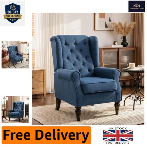 Stylish blue wingback chair - wingback,