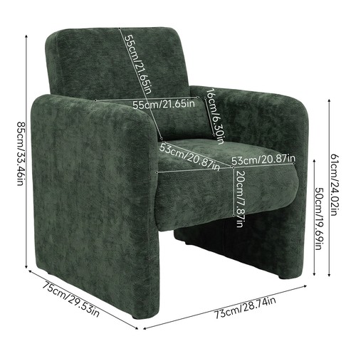 High back armchair chenille - back,