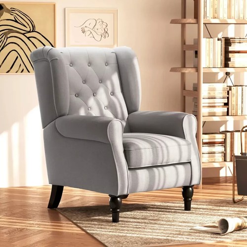 Vintage grey wingback armchair - wingback,