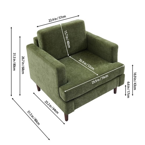 High back armchair accent - back,