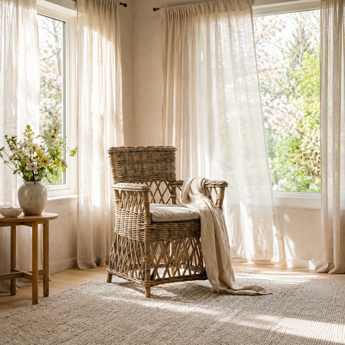 High back rattan - rattan, armchair