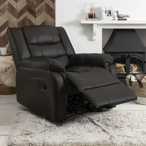 Roma black leather recliner - black,