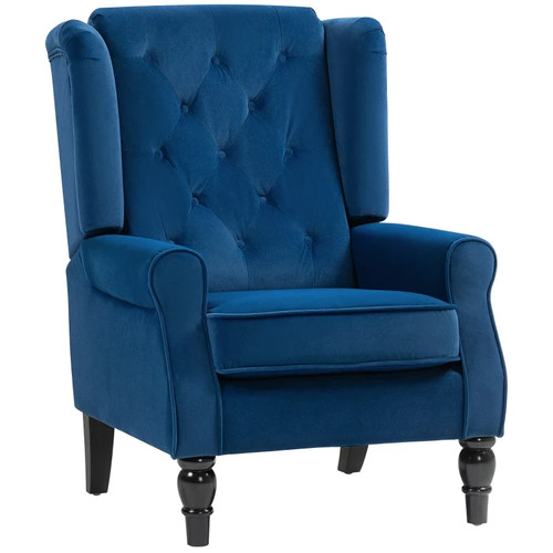 Vintage blue wingback armchair - blue,