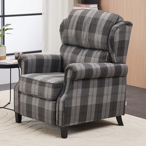 Grey tartan recliner - tartan, armchair