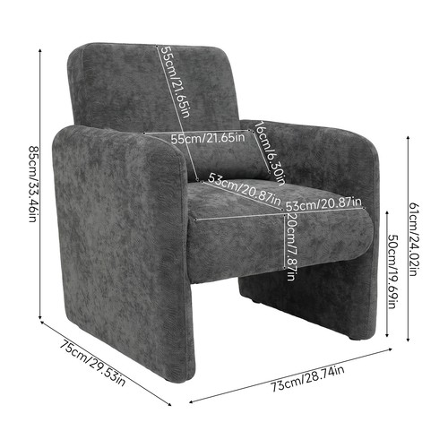 High back armchair chenille - high,